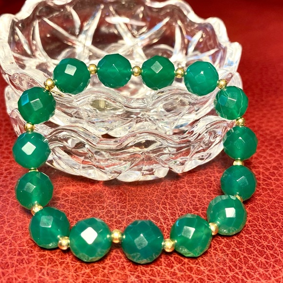 Onyx Green Bracelet sterling Silver Classic elegant style - Picture 6 of 9